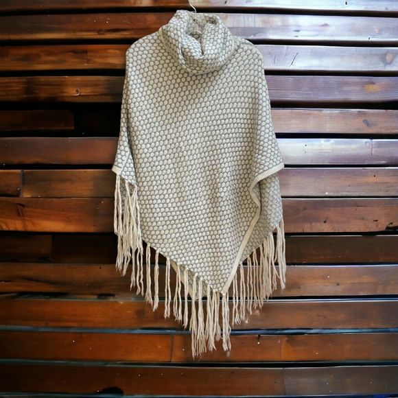 Figwood Sweaters - Figwood Anthropologie O/S Mohair Fringed Cowl Neck Poncho Sweater